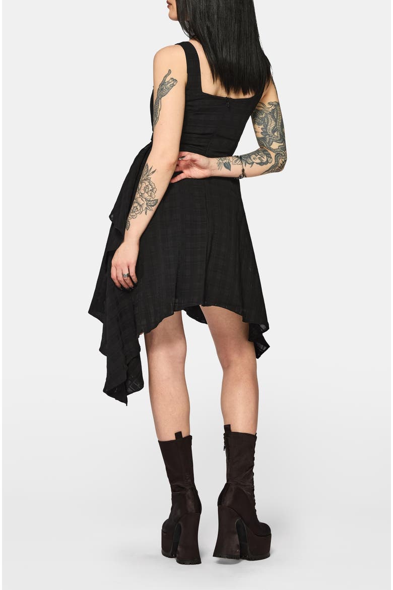 Vivienne Checked Ruched Mini Dress, Alternate, color, Black