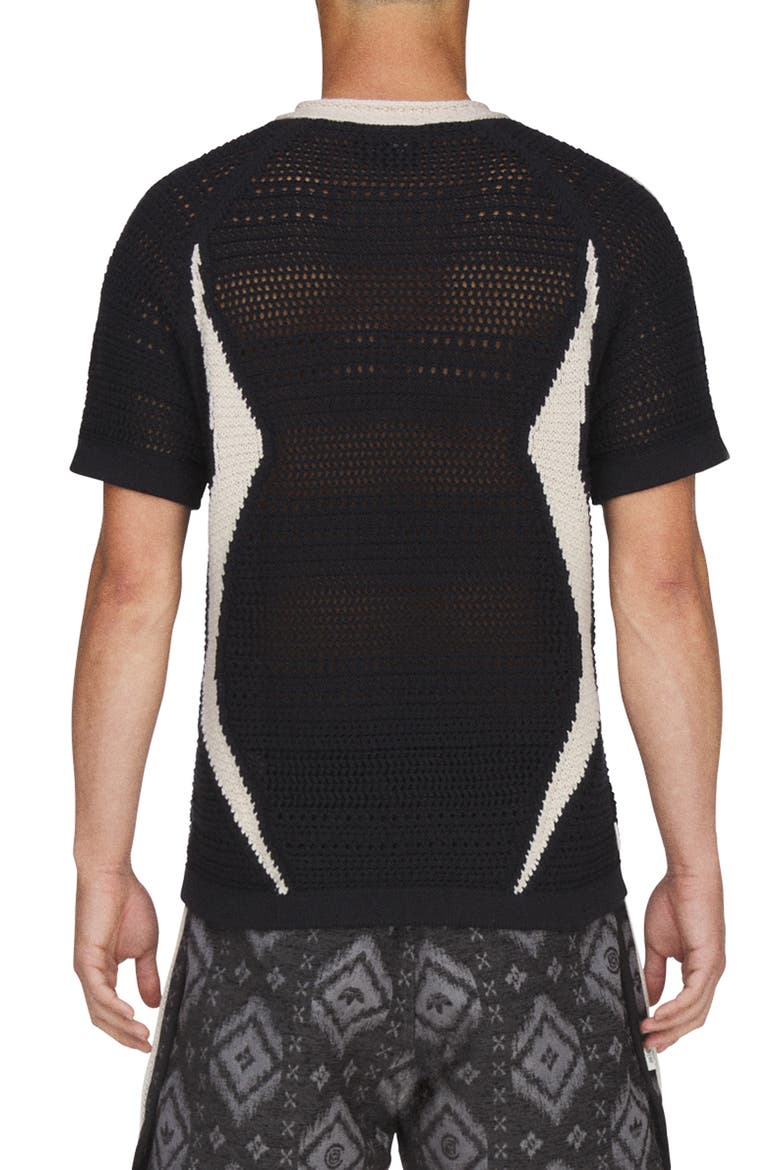 x CLOT Short Sleeve Quarter Zip Sweater, Alternate, color, BLACK/ WONDER WHITE