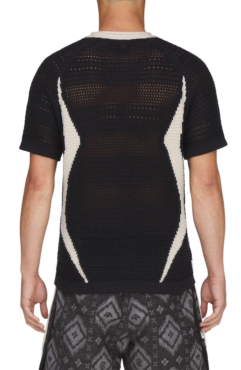 adidas Originals x CLOT Short Sleeve Quarter Zip Sweater, Alternate, color, Black/ Wonder White