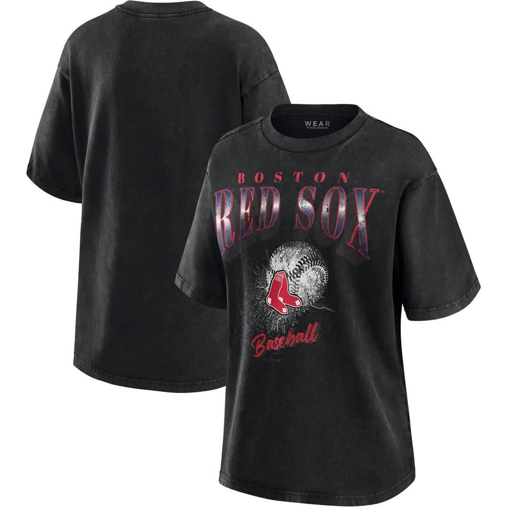 Wear By Erin Andrews Charcoal Boston Red Sox Boyfriend T-shirt In Black