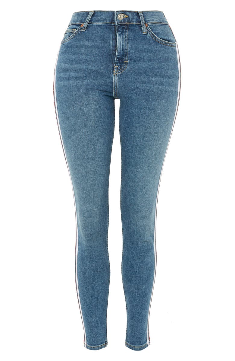 Topshop Jamie Side Stripe Jeans, Alternate, color, 