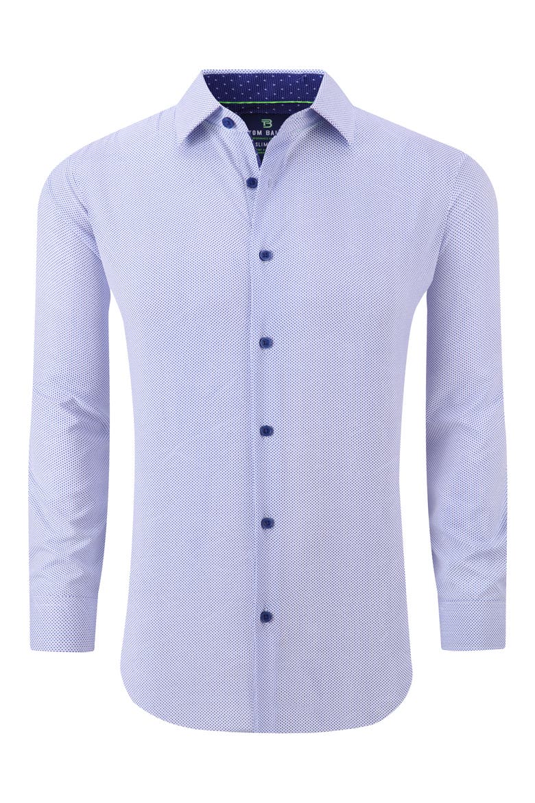 Regular Fit Performance Stretch Long Sleeve Button Front Shirt, Alternate, color, BLUE DOT