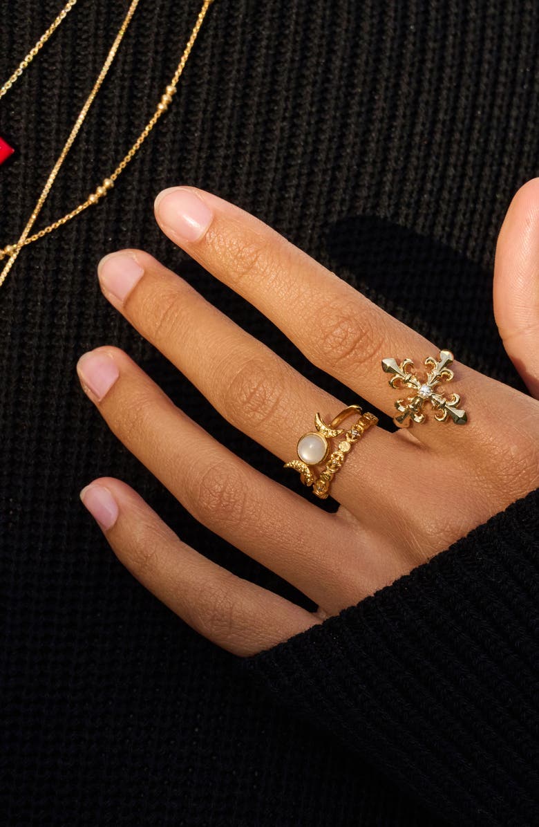 Awe Inspired Triple Moon Ring, Alternate, color,