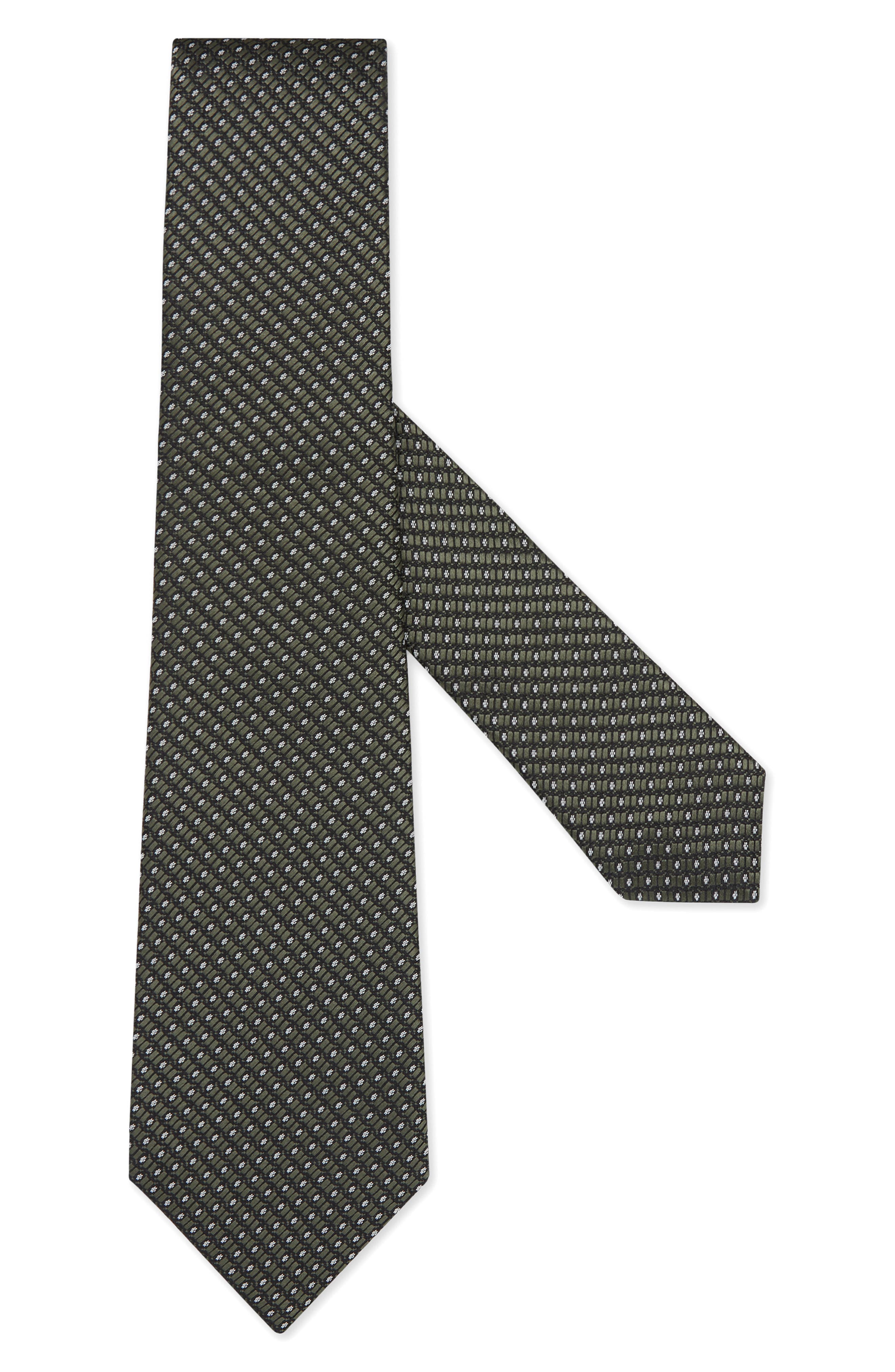 ZEGNA TIES Grid Silk Tie in Green 