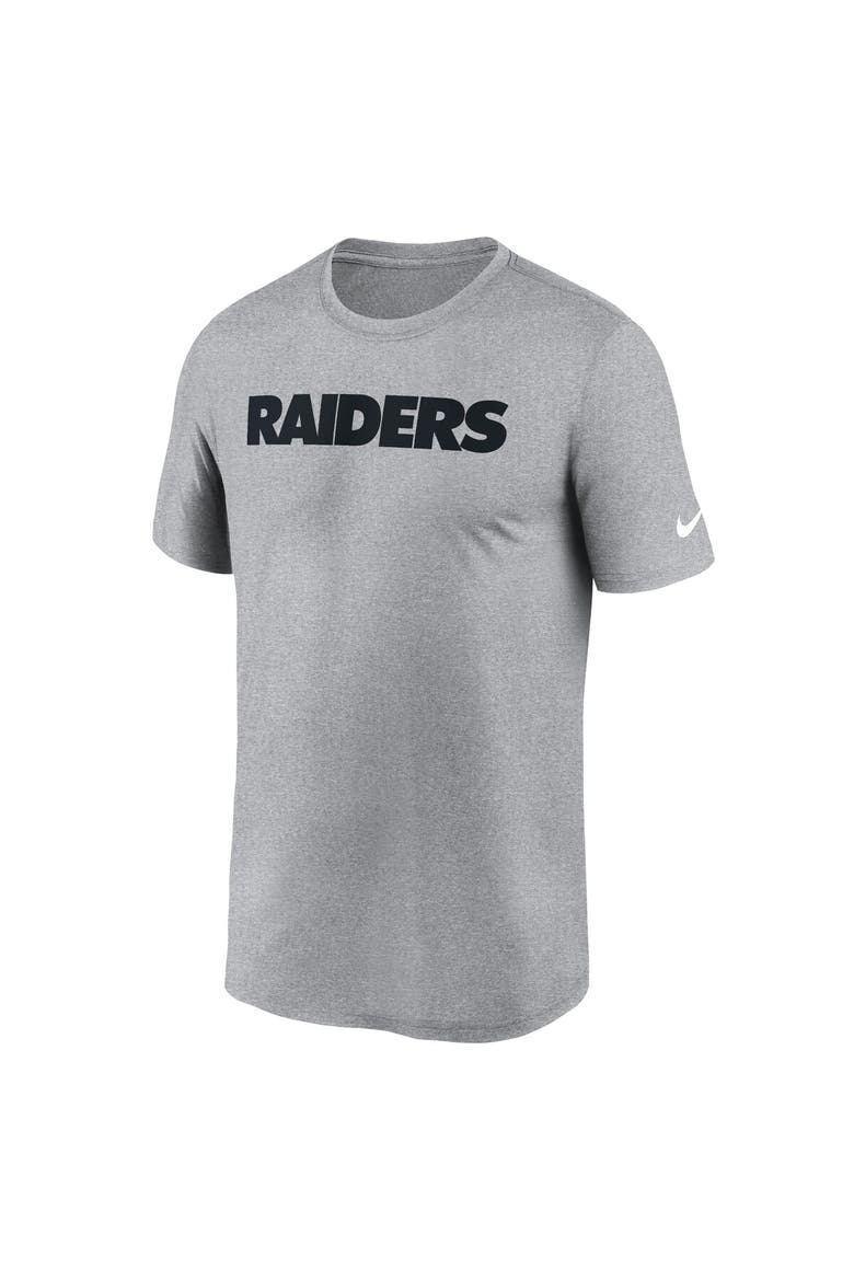Men's Nike Heather Gray Las Vegas Raiders Primetime Legend Wordmark Performance T-Shirt, Alternate, color, Heather Gray