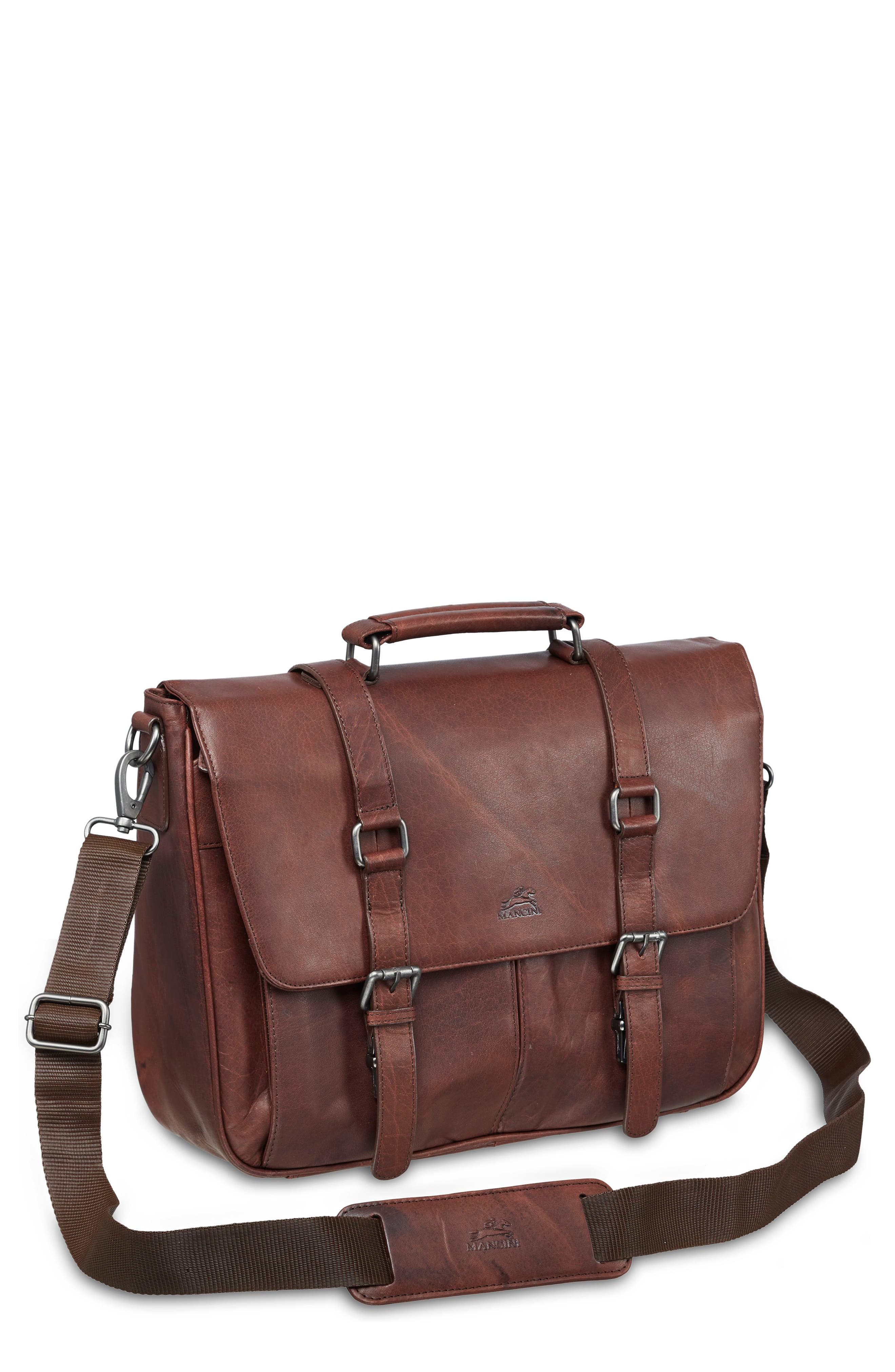 Mancini Flap Leather Briefcase