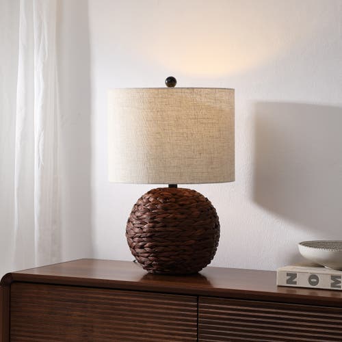 Jonathan Y Camilo 21.5" Modern Coastal Woven Rattan Globe Led Table Lamp In Brown
