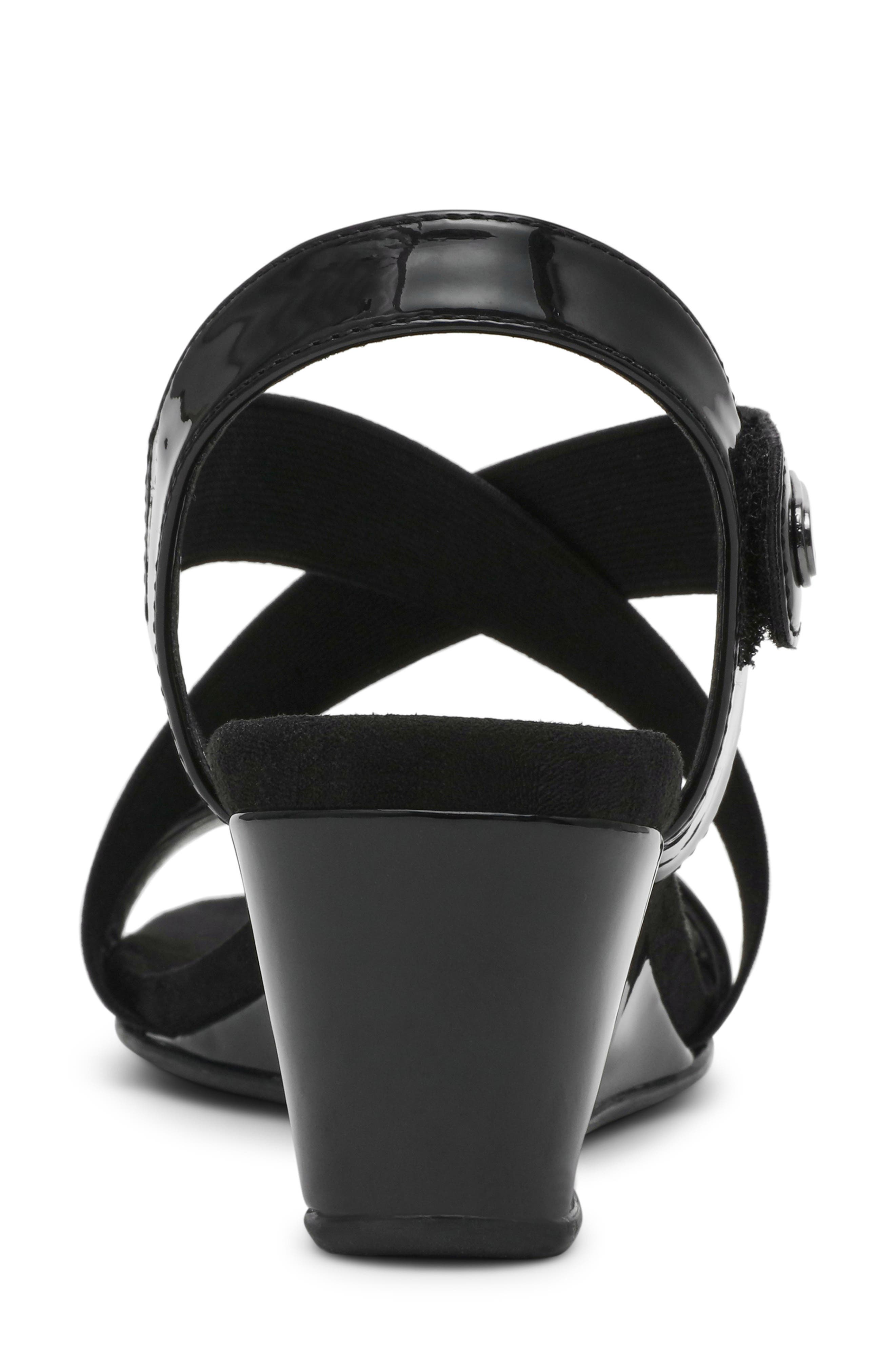 Anne Klein Bhoomi Wedge Sandal, Alternate, color, Black Stretch