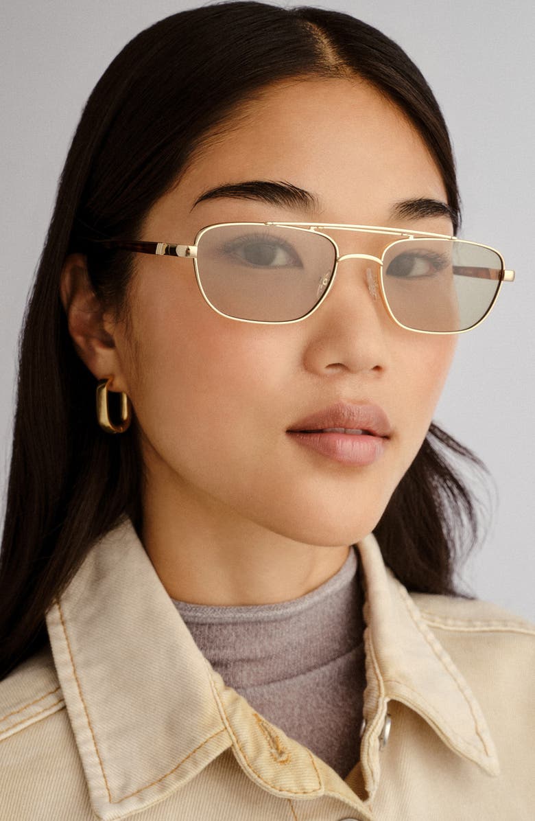 Le Specs Le Mimi 57mm Aviator Sunglasses, Alternate, color, Gold / Moss Mono