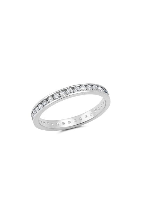 Round-Cut Cubic Zirconia Slim Eternity Ring