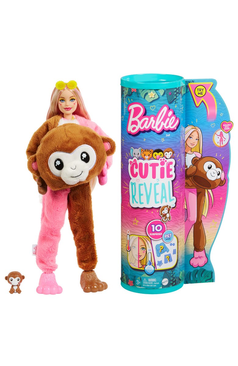 Mattel Barbie<sup>®</sup> Cutie Reveal<sup>™</sup> Jungle Series Doll with 10 Surprises, Alternate, color, 