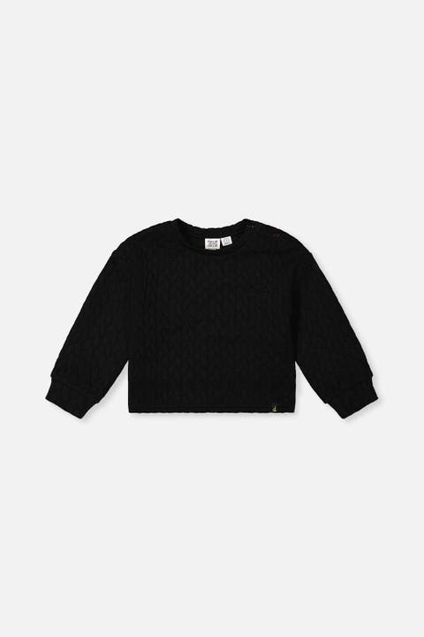 Quilted Diamond Shoulder Button Jacquard Sweatshirt (toddler, Little Kid & Big Kid)