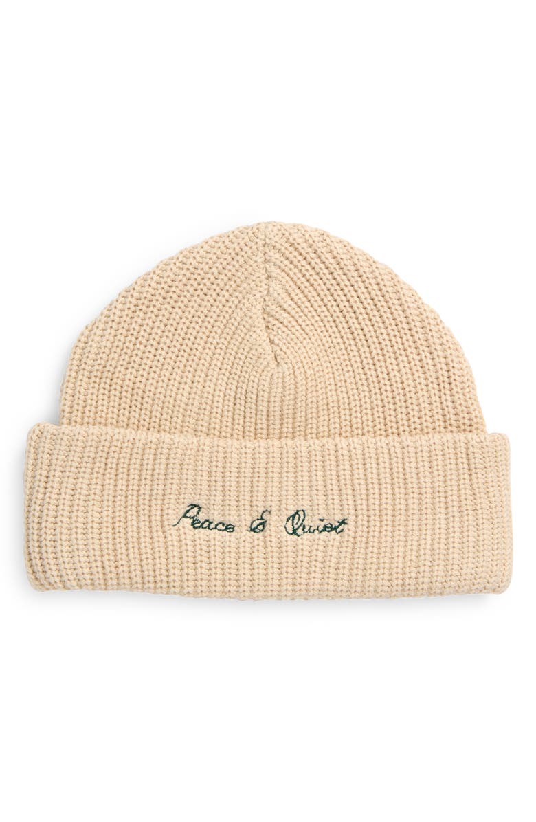 Museum of Peace & Quiet Signature Ribbed Cotton Beanie, Main, color, 
