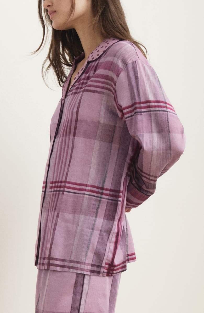 MANGO Mixed Print Cotton Pajama Top, Alternate, color, Plum