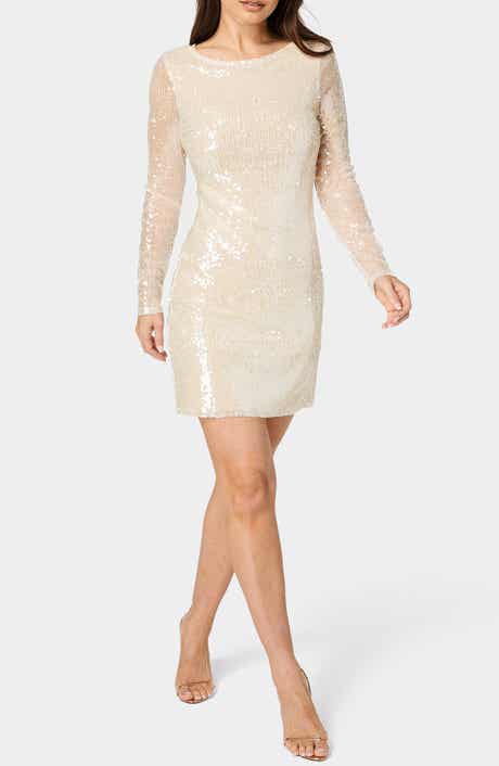 bebe Long Sleeve Sequin Minidress