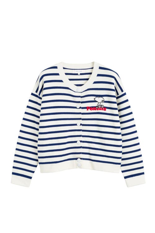 Chinti & Parker X Peanuts Cardigan Mit Snoopy-applikation In Cream/admiral Blue