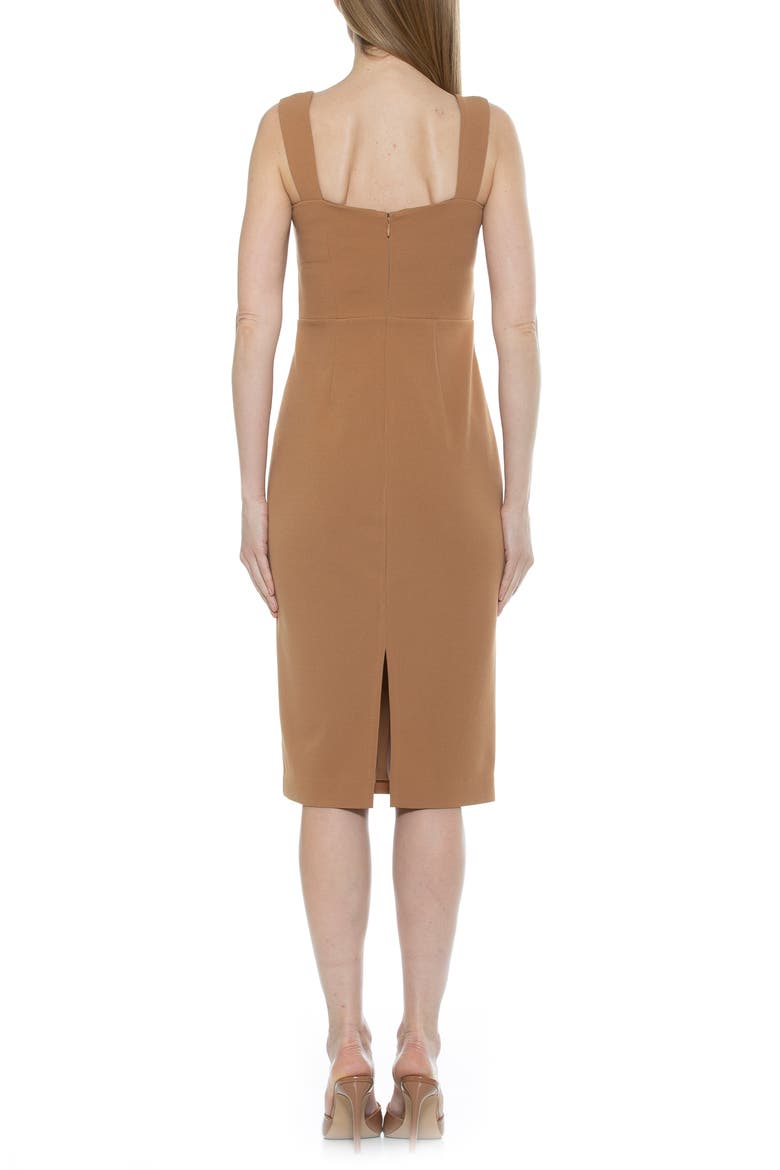Juniper Bow Front Midi Sheath Dress, Alternate, color, CAMEL
