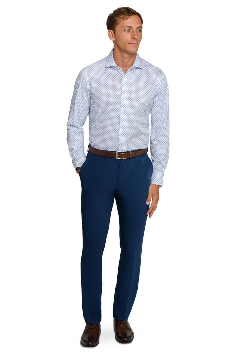 Reworked Slim Fit Diamond Print Cotton Dress Shirt, Alternate, color, WHITE/ BLUE