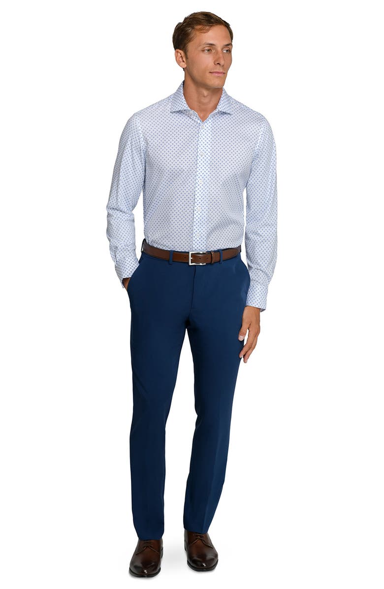 W.R.K Reworked Slim Fit Diamond Print Cotton Dress Shirt, Alternate, color, White/ Blue