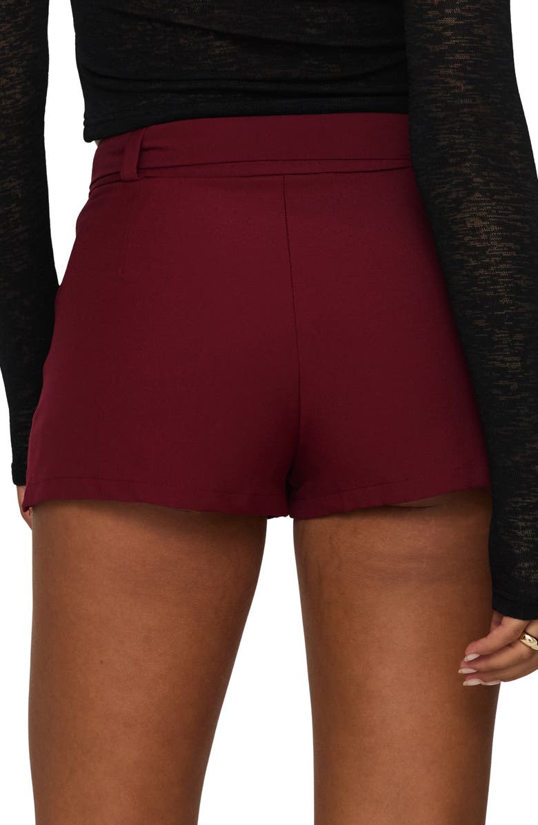 Princess Polly Volley Belted Wrap Front Miniskort, Alternate, color, Cherry Red