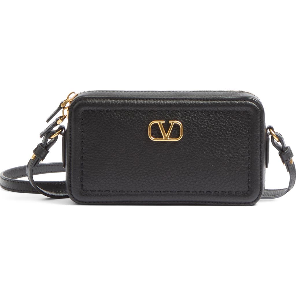 Valentino Vlogo Alltime Mini Leather Camera Bag In Black