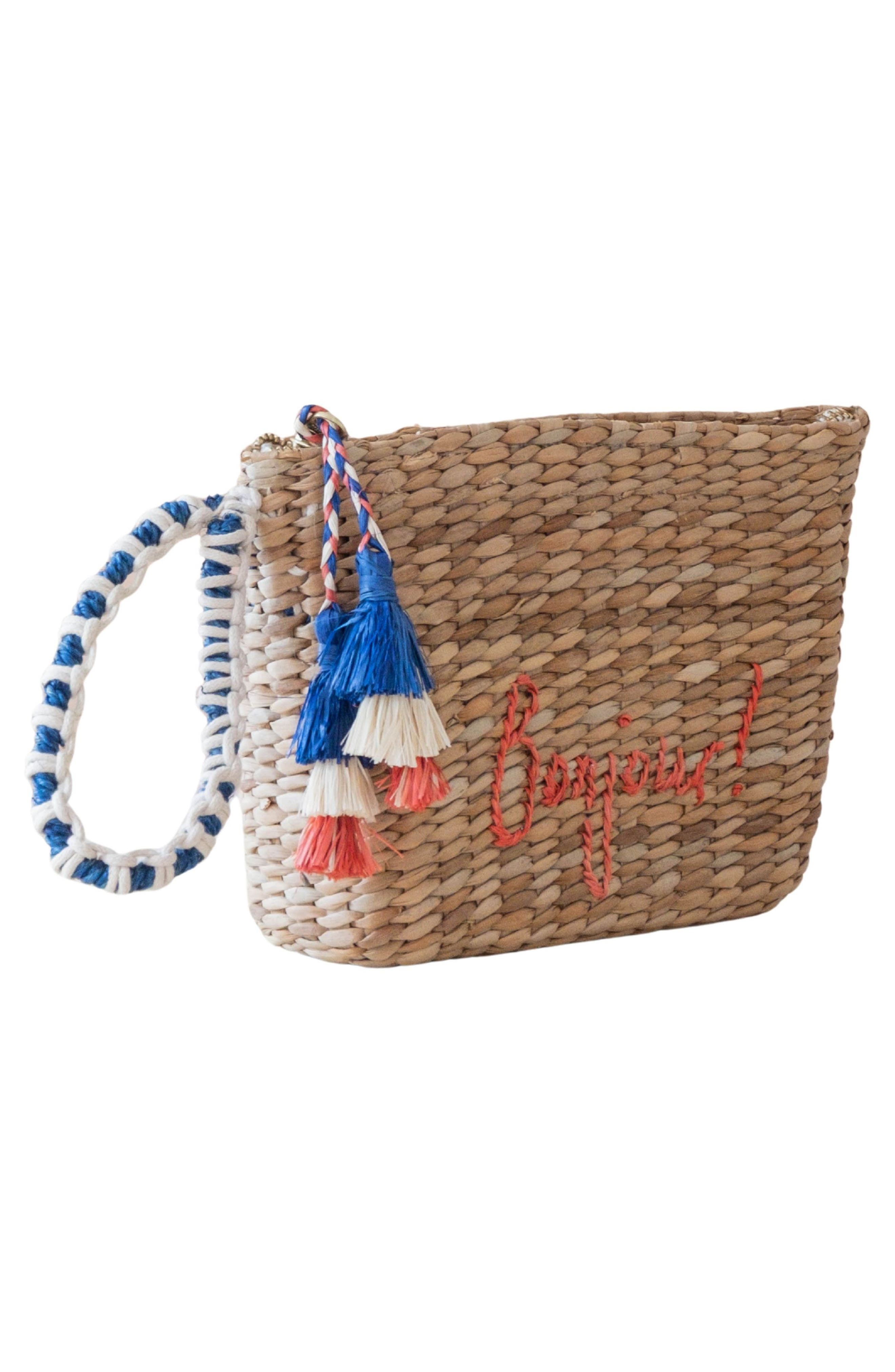 LIKHA Bonjour Embroidered Straw Pouch, Alternate, color, 