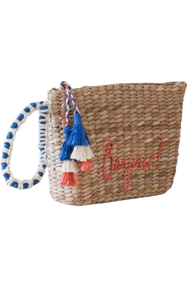 LIKHA Bonjour Embroidered Straw Pouch, Alternate, color,