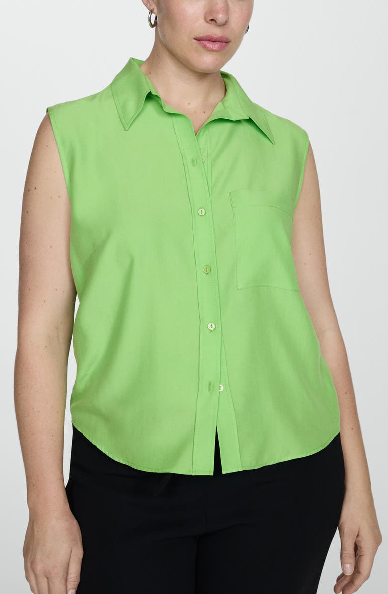 MANGO Sleeveless Button-Up Shirt, Alternate, color,