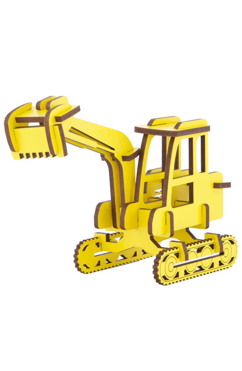 Little & Wood Woodlet Medium Digger, 3D Wooden Kit Set, Ages 6+, Main, color, Multicolored