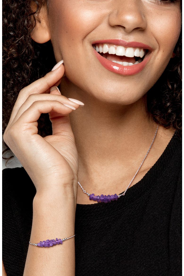 Amethyst Beaded Necklace & Bracelet Set, Alternate, color, PURPLE