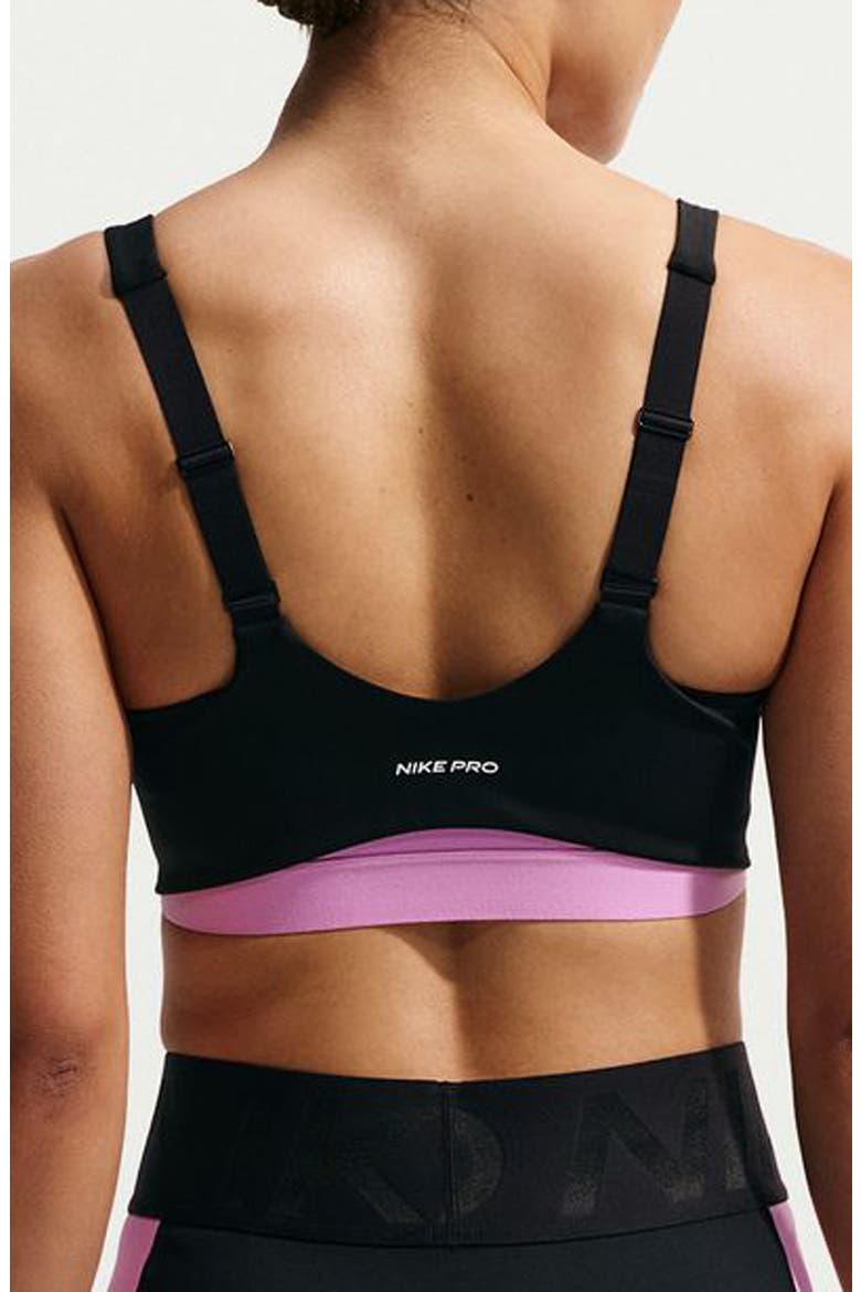 Sculpt Dri-FIT Strappy Sports Bra, Alternate, color, BLACK/ LT MAGENTA/ WHITE