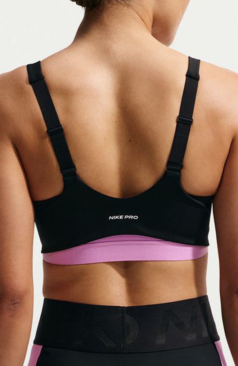 Nike Sculpt Dri-FIT Strappy Sports Bra, Alternate, color, Black/ Lt Magenta/ White