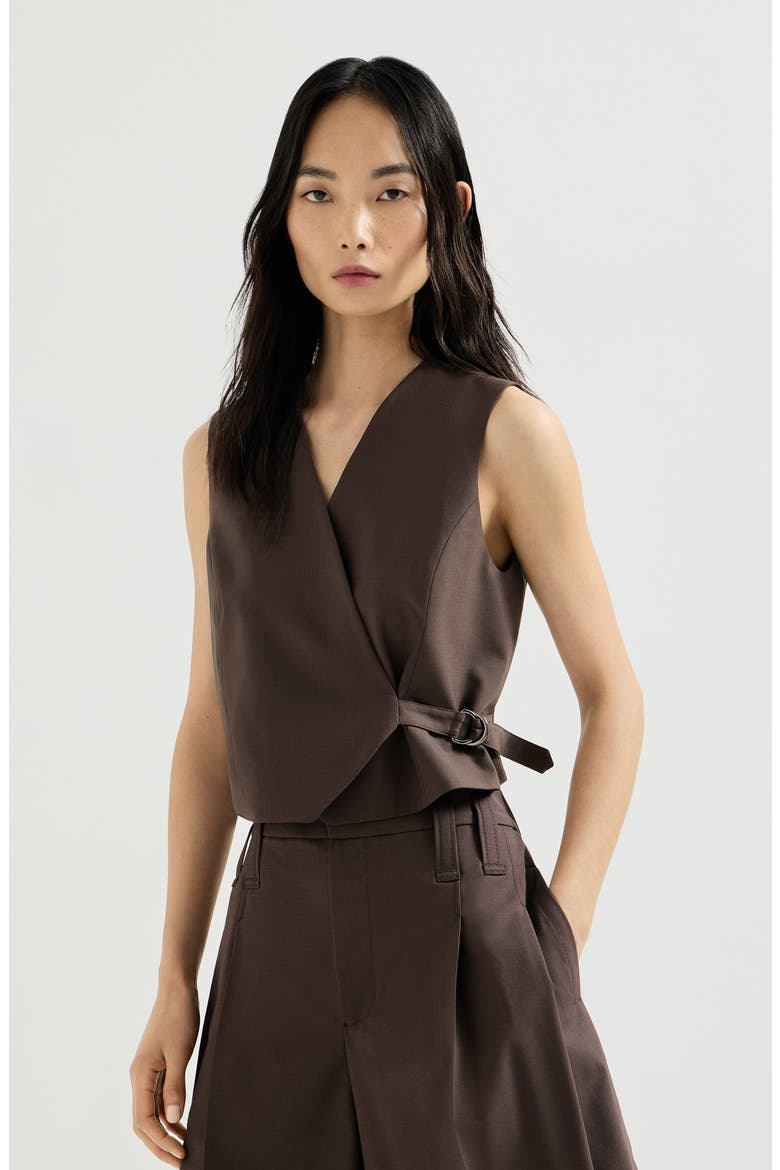 Tropical Luxury wool vest, Main, color, Cocoa