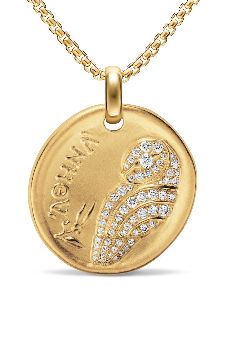 Medallion Amulet 18K Gold and Diamonds, 28mm, Alternate, color, GOLD ATHENA