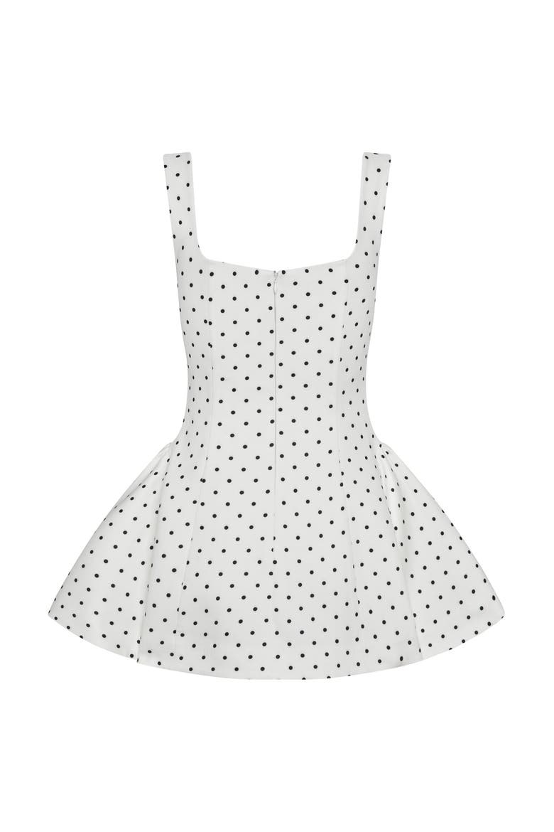 Ysabelle Babydoll Corset Mini Dress, Alternate, color, Polka Dot