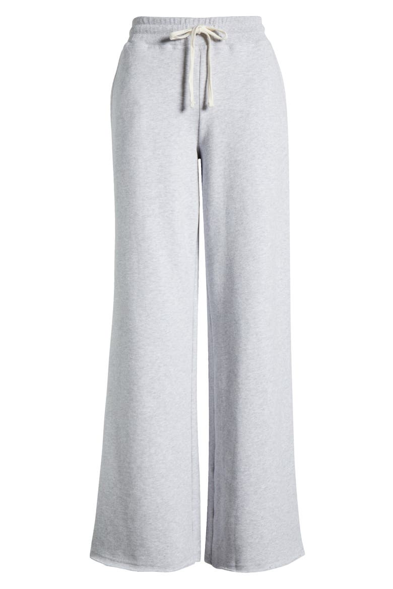 Cloud Nine Wide Leg Cotton Blend Fleece Drawstring Pants, Alternate, color, HEATHER GREY