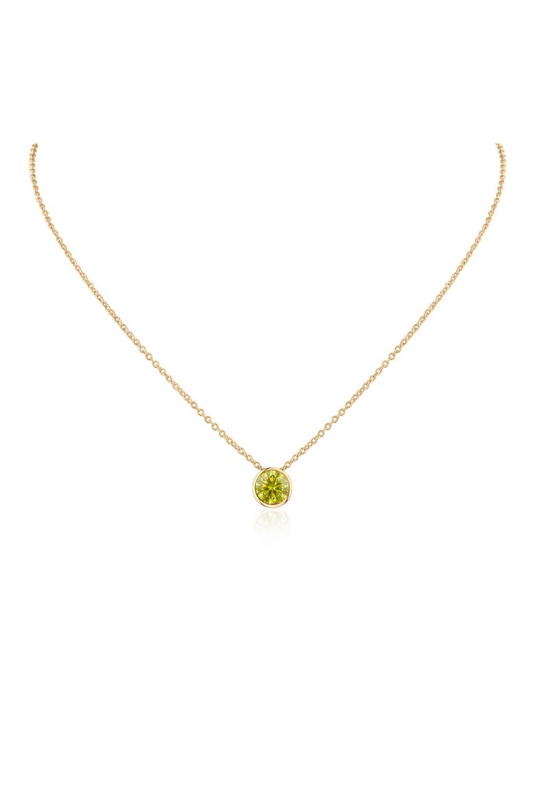 Bezel Cubic Zirconia Pendant Necklace, Main, color, PERIDOT/ GOLD