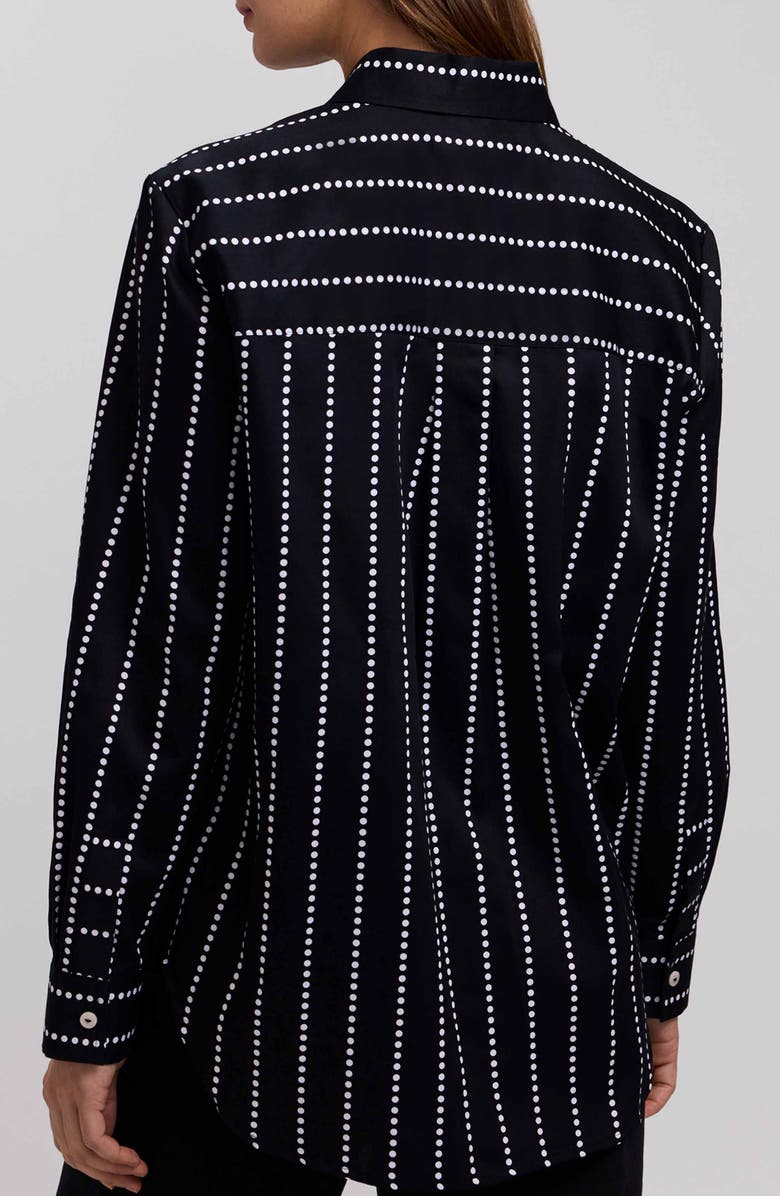 Foxcroft Dot Stripe Boyfriend Button-Up Shirt, Alternate, color, Black/ White