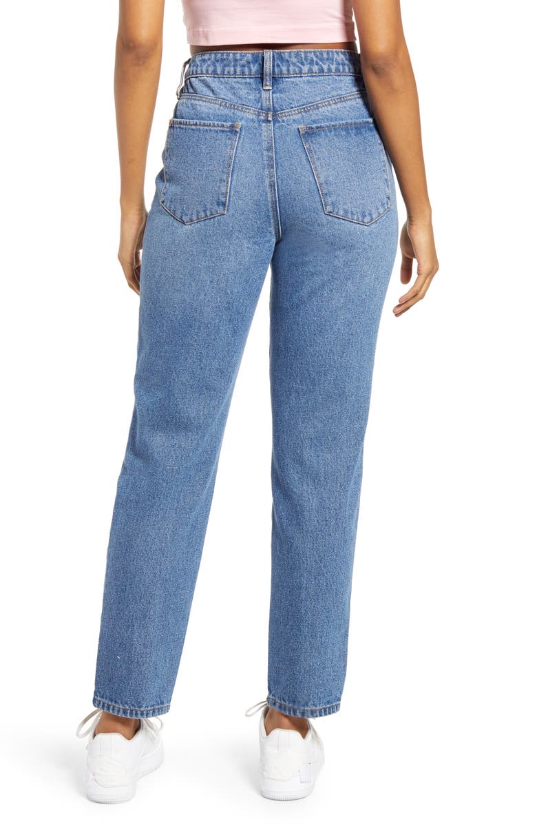 BP. Mixed Embroidery Mom Jeans, Alternate, color, 
