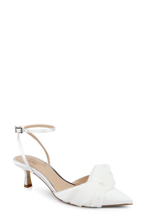 Favor Ankle Strap Pointed Toe Kitten Heel Pump (Women)