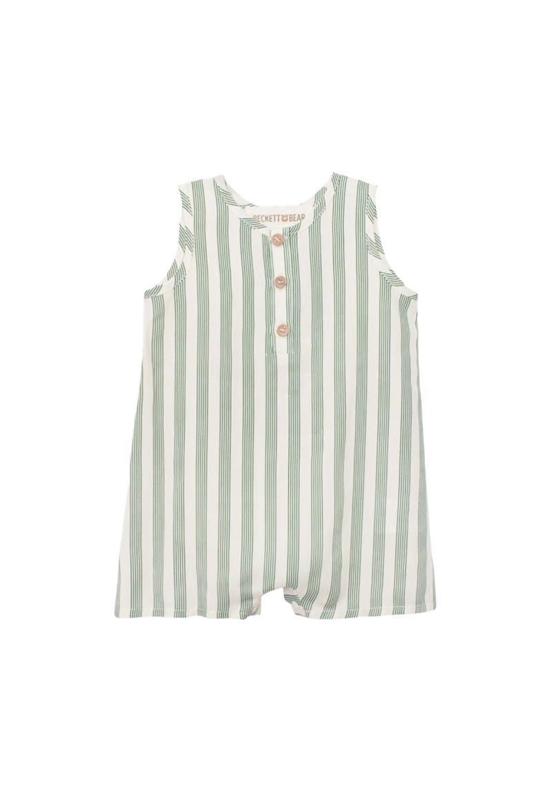 Finn Sleeveless Striped Romper, Main, color, Green