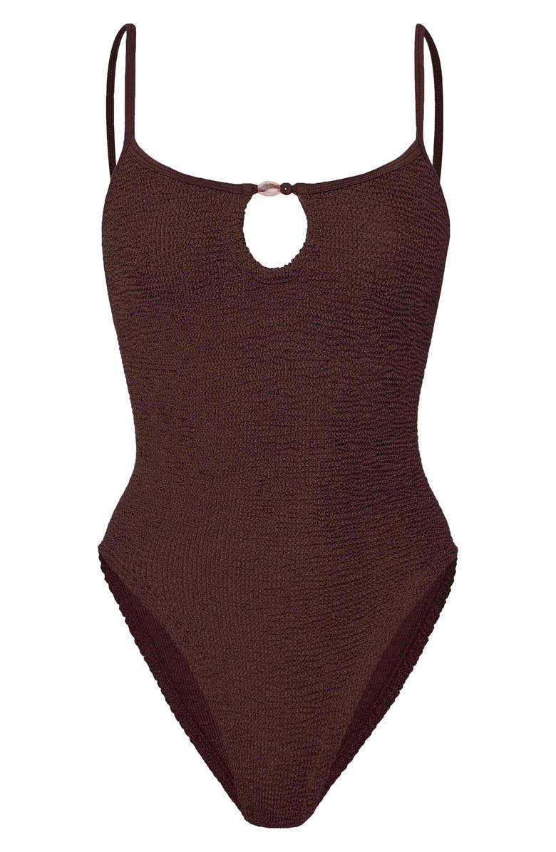 Hunza G Mia Beaded One-Piece Swimsuit, Alternate, color, Metallic Chocolate