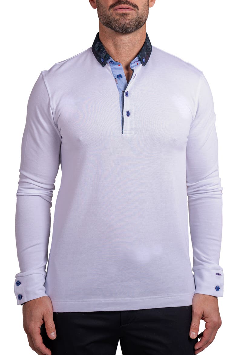 Newton Ascension0010 White Long Sleeve Button-Down Polo, Main, color, WHITE