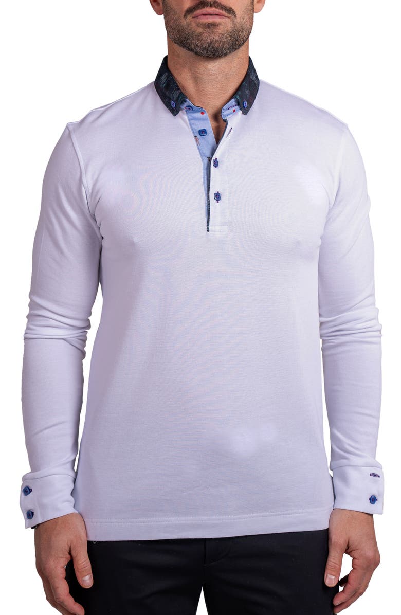 Maceoo Newton Ascension0010 White Long Sleeve Button-Down Polo, Main, color, White