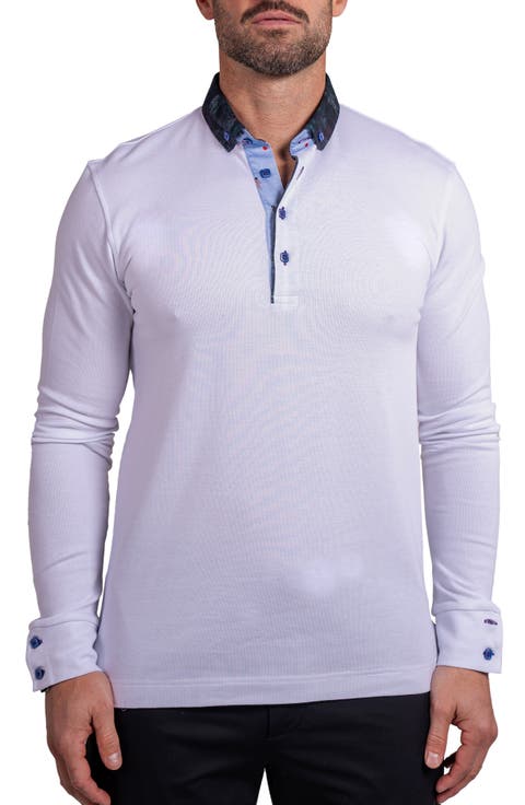 Newton Ascension0010 White Long Sleeve Button-Down Polo