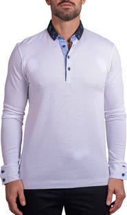 Maceoo Newton Ascension0010 White Long Sleeve Button-Down Polo