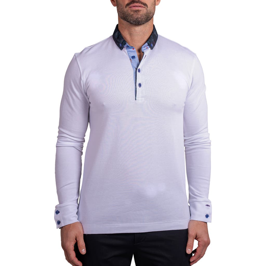 Maceoo Newton Ascension0010 White Long Sleeve Button-down Polo In White