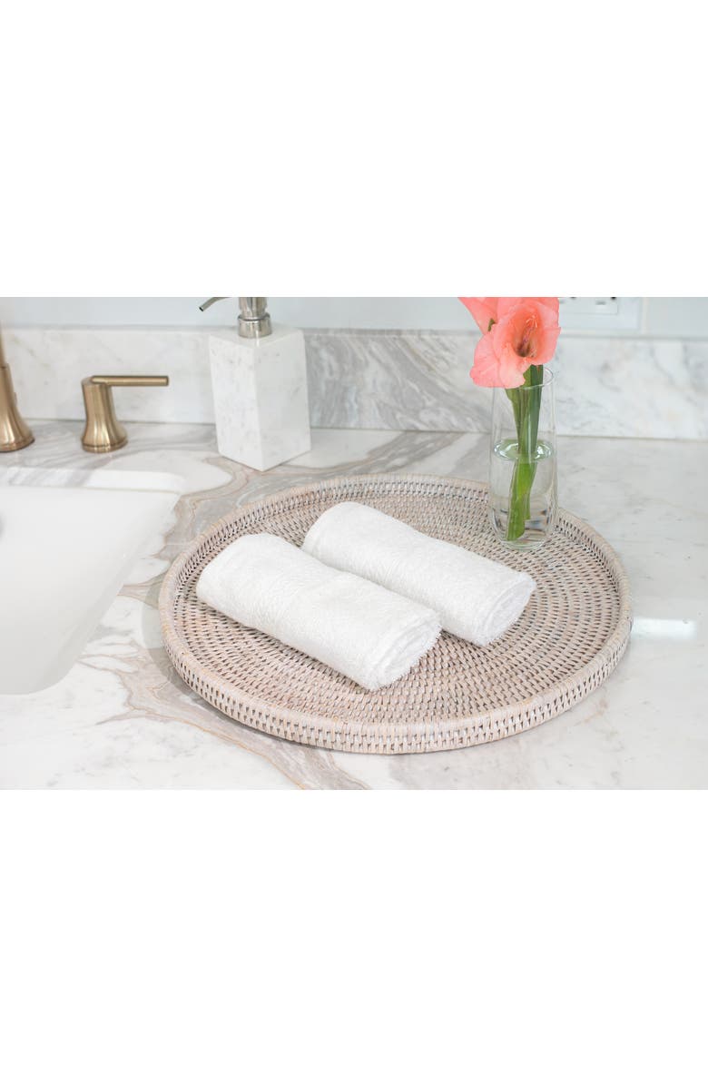 Artifacts Trading Company<sup>™</sup> Artifacts Rattan Round Flat Tray, Alternate, color, White Wash