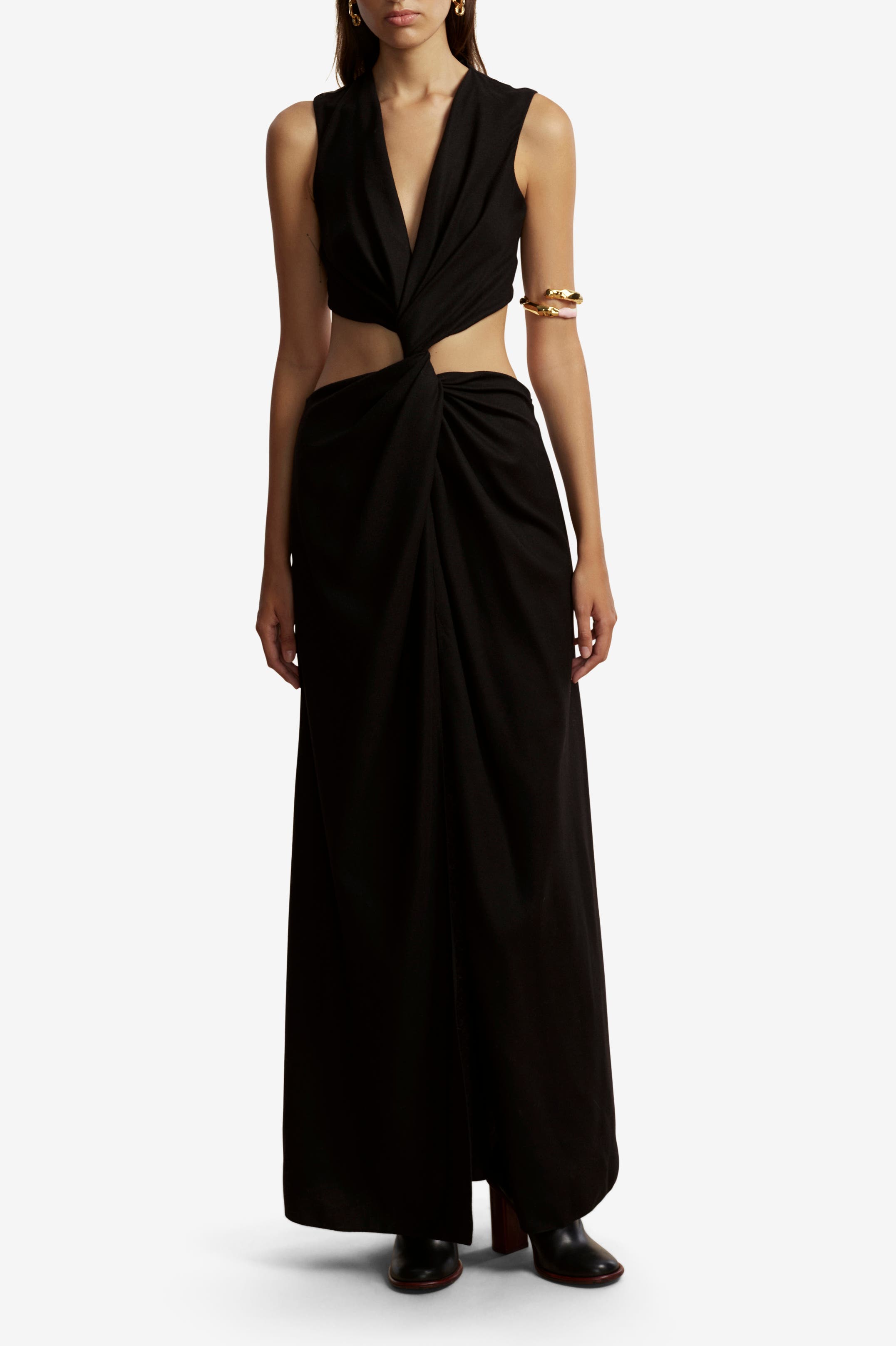 Marina Moscone Wool Twist Dress in Black 