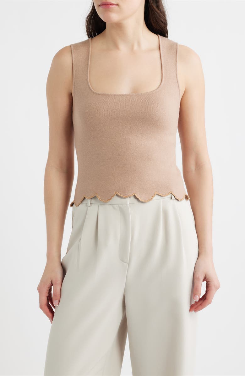 DELUC Ithaca Embroidered Scallop Hem Tank, Main, color, Vision